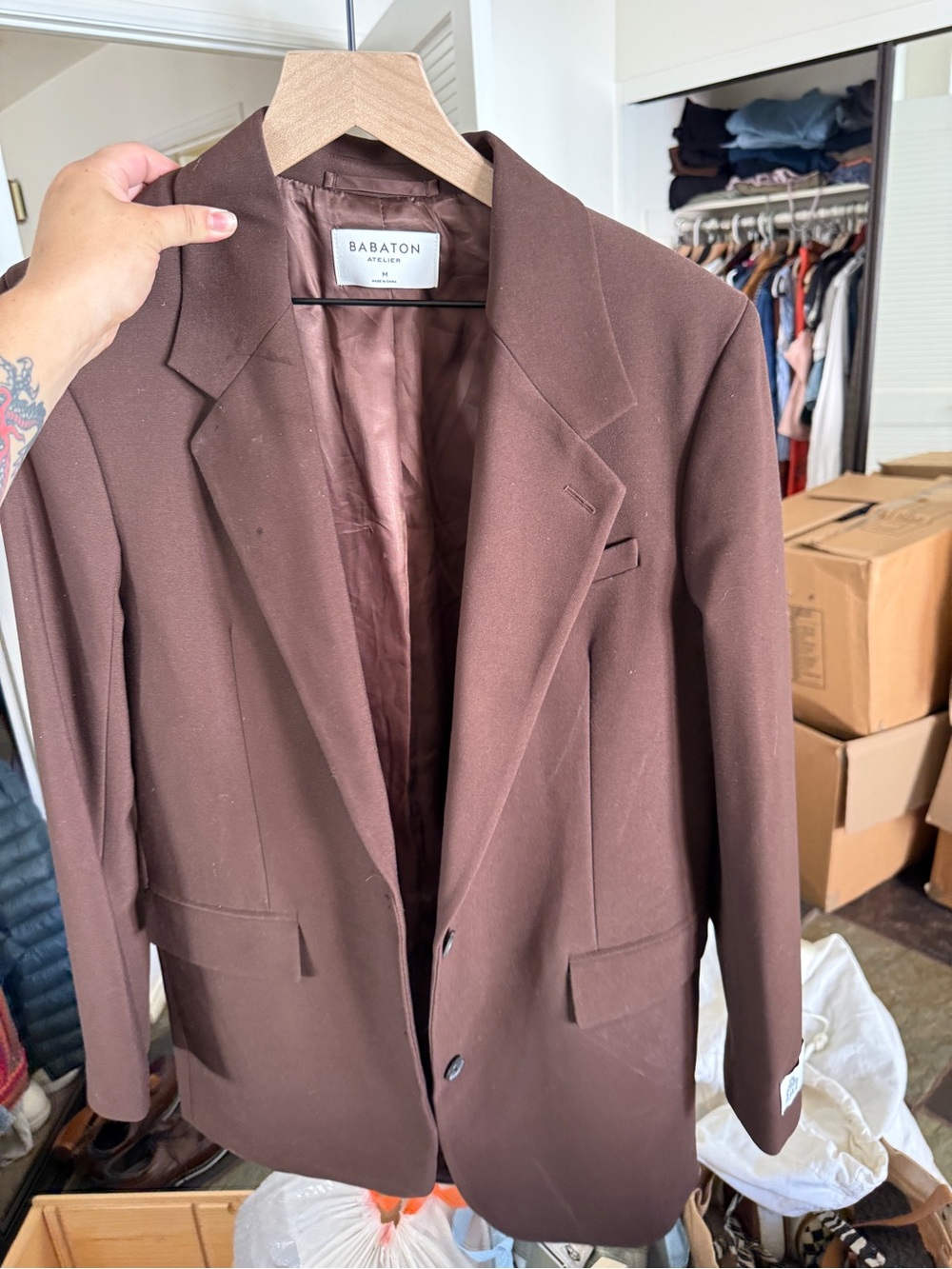 Aritzis Brown Single-Breasted Blazer - medium